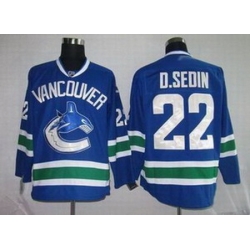 KIDS Vancouver Canucks 22 D.SEDIN blue Jerseys