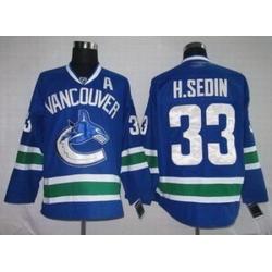 KIDS Vancouver Canucks 33 H.SEDIN blue Jersey