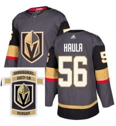 Adidas Golden Knights #56 Erik Haula Grey Home Authentic Stitched NHL Inaugural Season Patch Jersey