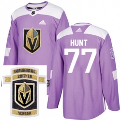 Adidas Golden Knights #77 Brad Hunt Purple Authentic Fights Cancer Stitched NHL Inaugural Season Patch Jersey