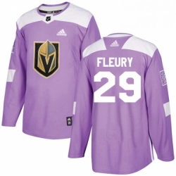 Mens Adidas Vegas Golden Knights 29 Marc Andre Fleury Authentic Purple Fights Cancer Practice NHL Jersey 