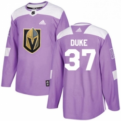 Mens Adidas Vegas Golden Knights 37 Reid Duke Authentic Purple Fights Cancer Practice NHL Jersey 