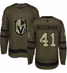 Mens Adidas Vegas Golden Knights 41 Pierre Edouard Bellemare Authentic Green Salute to Service NHL Jersey 