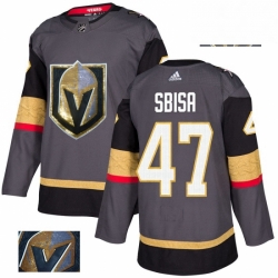 Mens Adidas Vegas Golden Knights 47 Luca Sbisa Authentic Gray Fashion Gold NHL Jersey 