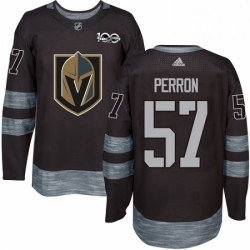 Mens Adidas Vegas Golden Knights 57 David Perron Authentic Black 1917 2017 100th Anniversary NHL Jersey 