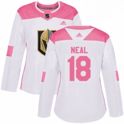 Womens Adidas Vegas Golden Knights 18 James Neal Authentic WhitePink Fashion NHL Jersey 