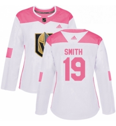 Womens Adidas Vegas Golden Knights 19 Reilly Smith Authentic WhitePink Fashion NHL Jersey 