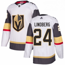 Womens Adidas Vegas Golden Knights 24 Oscar Lindberg Authentic White Away NHL Jersey 