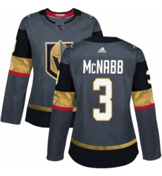 Womens Adidas Vegas Golden Knights 3 Brayden McNabb Authentic Gray Home NHL Jersey 