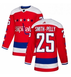 Mens Adidas Washington Capitals 25 Devante Smith Pelly Authentic Red Alternate NHL Jersey 