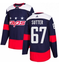 Mens Adidas Washington Capitals 67 Riley Sutter Authentic Navy Blue 2018 Stadium Series NHL Jerse