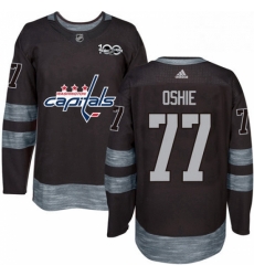 Mens Adidas Washington Capitals 77 TJ Oshie Authentic Black 1917 2017 100th Anniversary NHL Jersey 