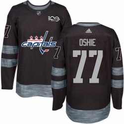 Mens Adidas Washington Capitals 77 TJ Oshie Premier Black 1917 2017 100th Anniversary NHL Jersey 