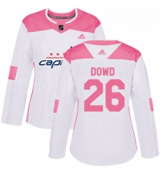 Womens Adidas Washington Capitals 26 Nic Dowd Authentic White Pink Fashion NHL Jersey 