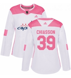 Womens Adidas Washington Capitals 39 Alex Chiasson Authentic WhitePink Fashion NHL Jersey 