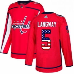 Youth Adidas Washington Capitals 5 Rod Langway Authentic Red USA Flag Fashion NHL Jersey 