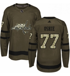 Youth Adidas Washington Capitals 77 TJ Oshie Premier Green Salute to Service NHL Jersey 