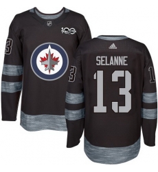 Jets #13 Teemu Selanne Black 1917 2017 100th Anniversary Stitched NHL Jersey