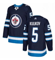 Mens Adidas Winnipeg Jets 5 Dmitry Kulikov Authentic Navy Blue Home NHL Jersey 