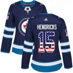 Womens Adidas Winnipeg Jets 15 Matt Hendricks Authentic Navy Blue USA Flag Fashion NHL Jersey 