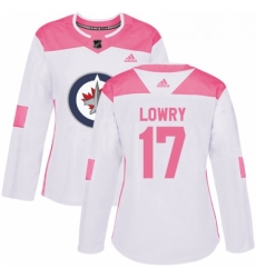 Womens Adidas Winnipeg Jets 17 Adam Lowry Authentic WhitePink Fashion NHL Jersey 