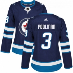 Womens Adidas Winnipeg Jets 3 Tucker Poolman Authentic Navy Blue Home NHL Jersey 