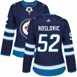 Womens Adidas Winnipeg Jets 52 Jack Roslovic Authentic Navy Blue Home NHL Jersey 