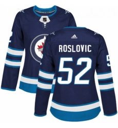 Womens Adidas Winnipeg Jets 52 Jack Roslovic Premier Navy Blue Home NHL Jersey 