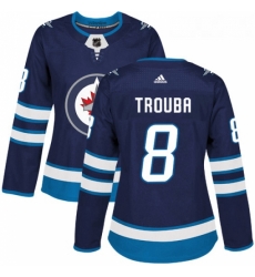 Womens Adidas Winnipeg Jets 8 Jacob Trouba Premier Navy Blue Home NHL Jersey 