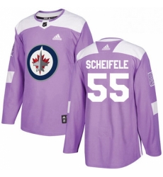 Youth Adidas Winnipeg Jets 55 Mark Scheifele Authentic Purple Fights Cancer Practice NHL Jersey 