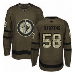 Youth Adidas Winnipeg Jets 58 Jansen Harkins Premier Green Salute to Service NHL Jersey 