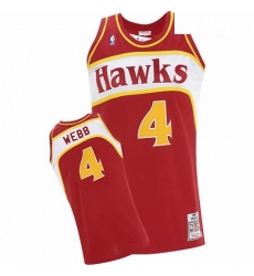 Mens Adidas Atlanta Hawks 4 Spud Webb Swingman Red Throwback NBA Jersey