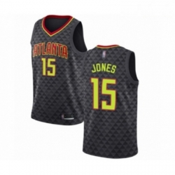 Mens Atlanta Hawks 15 Damian Jones Authentic Black Basketball Jersey Icon Edition 