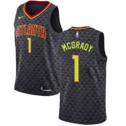 Mens Nike Atlanta Hawks 1 Tracy Mcgrady Swingman Black Road NBA Jersey Icon Edition