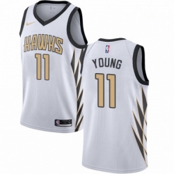 Mens Nike Atlanta Hawks 11 Trae Young Swingman White NBA Jersey City Edition 