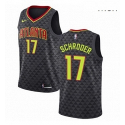 Mens Nike Atlanta Hawks 17 Dennis Schroder Swingman Black Road NBA Jersey Icon Edition 