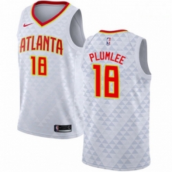 Mens Nike Atlanta Hawks 18 Miles Plumlee Swingman White NBA Jersey Association Edition 