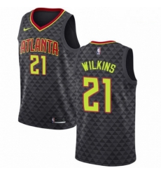 Mens Nike Atlanta Hawks 21 Dominique Wilkins Swingman Black Road NBA Jersey Icon Edition