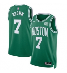 Men Boston Celtics 7 Jaylen Brown Green Icon Edition Stitched Basketball Jersey