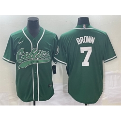 Men Boston Celtics 7 Jaylen Brown Green Stitched Baseball Jersey