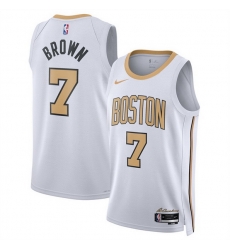 Men Boston Celtics 7 Jaylen Brown White 2025 26 City Edition Stitched Basketball Jersey Men Boston Celtics 7 Jaylen Brown White 2025 26 City Edition Stitched Basketball Jersey