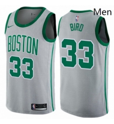 Mens Nike Boston Celtics 33 Larry Bird Swingman Gray NBA Jersey City Edition