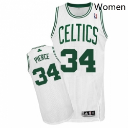 Womens Adidas Boston Celtics 34 Paul Pierce Authentic White Home NBA Jersey 