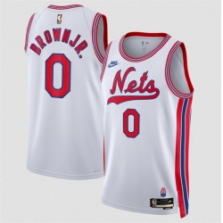 Men Brooklyn Nets  0 Mikel Brown Jr  White 2026 27Classic Edition Stitched Basketball Jersey