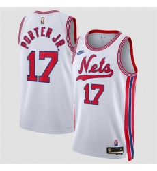 Men Brooklyn Nets  17 Michael Porter Jr  White 2026 27Classic Edition Stitched Basketball Jersey
