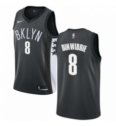 Mens Nike Brooklyn Nets 8 Spencer Dinwiddie Swingman Gray NBA Jersey Statement Edition 