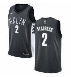 Youth Nike Brooklyn Nets 2 Nik Stauskas Authentic Gray NBA Jersey Statement Edition 