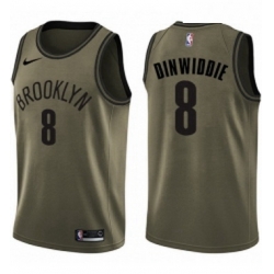 Youth Nike Brooklyn Nets 8 Spencer Dinwiddie Swingman Green Salute to Service NBA Jersey 