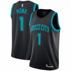 Womens Nike Jordan Charlotte Hornets 1 Malik Monk Swingman Black NBA Jersey 2018 19 City Edition 