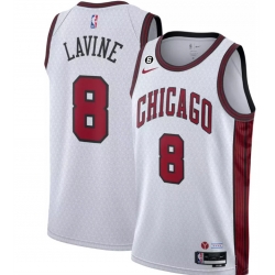 Men Chicago Bulls 8 Zach LaVine 2022 23 White City Edition With NO 6 Patch Stitched Basketball Jersey